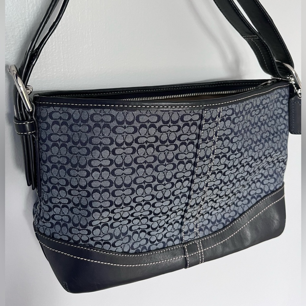 Coach Signature Navy Shoulder Purse